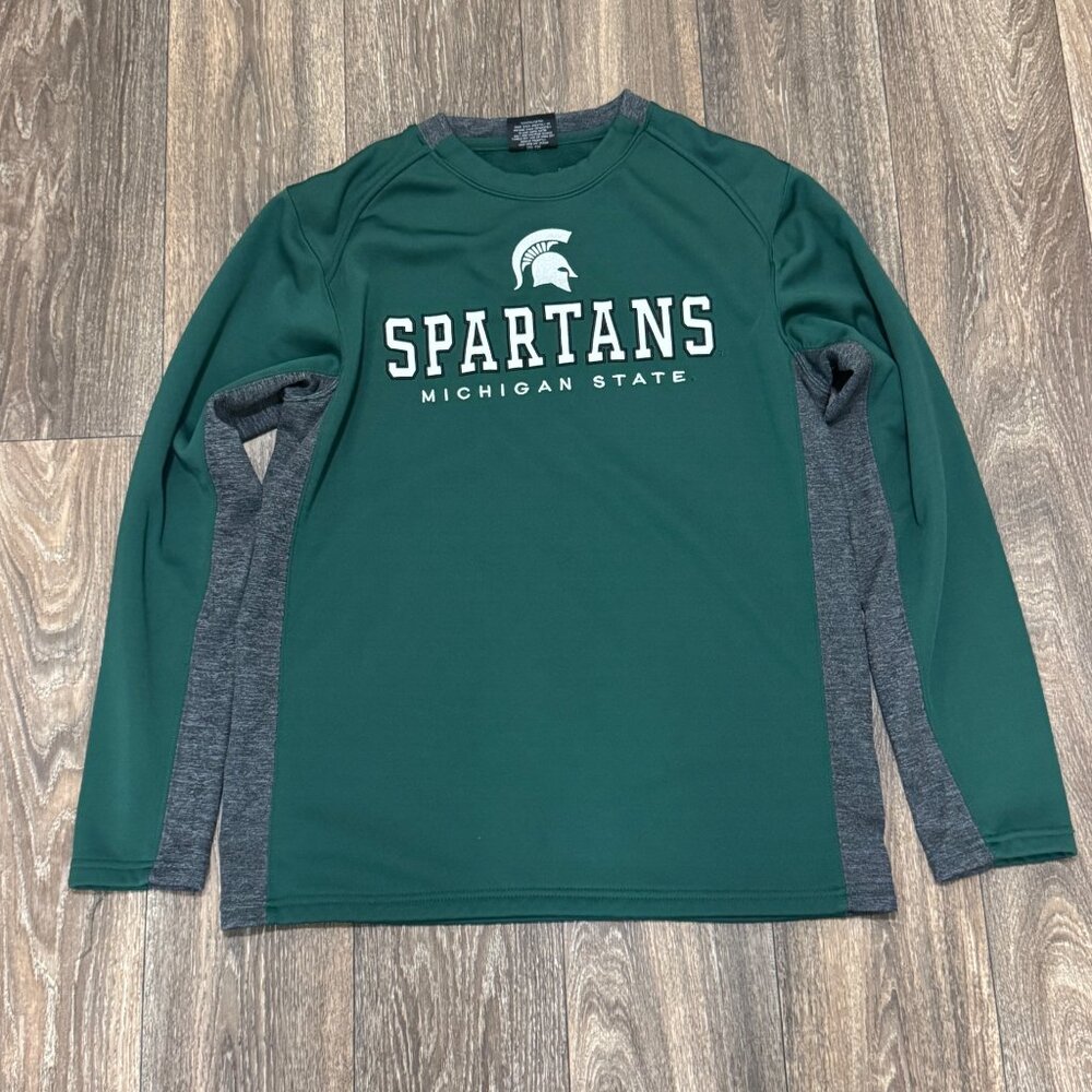 VTG Michigan State Spartans Sweatshirt Men's Large Green Embroidered Sportswear